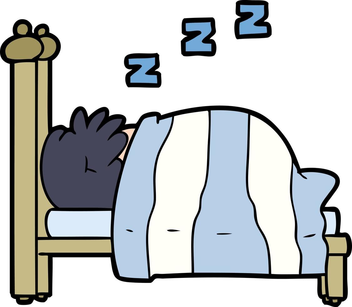 Cartoon snoring in bed vector