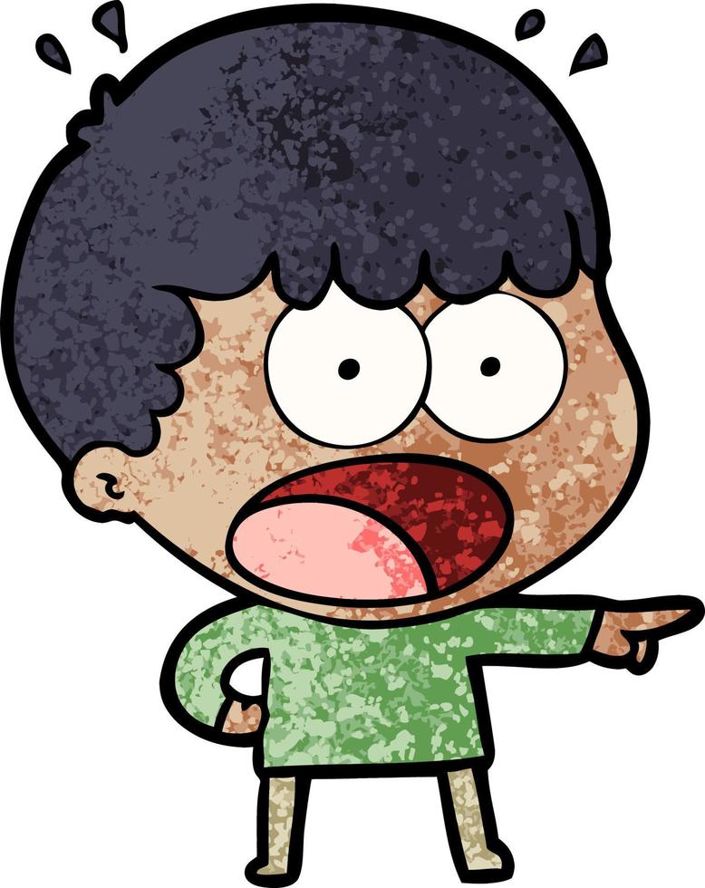 Retro grunge texture cartoon man shocked vector