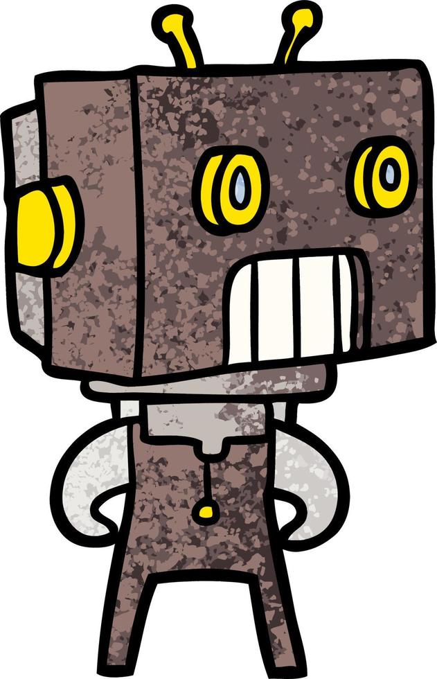 Retro grunge texture cartoon robot vector