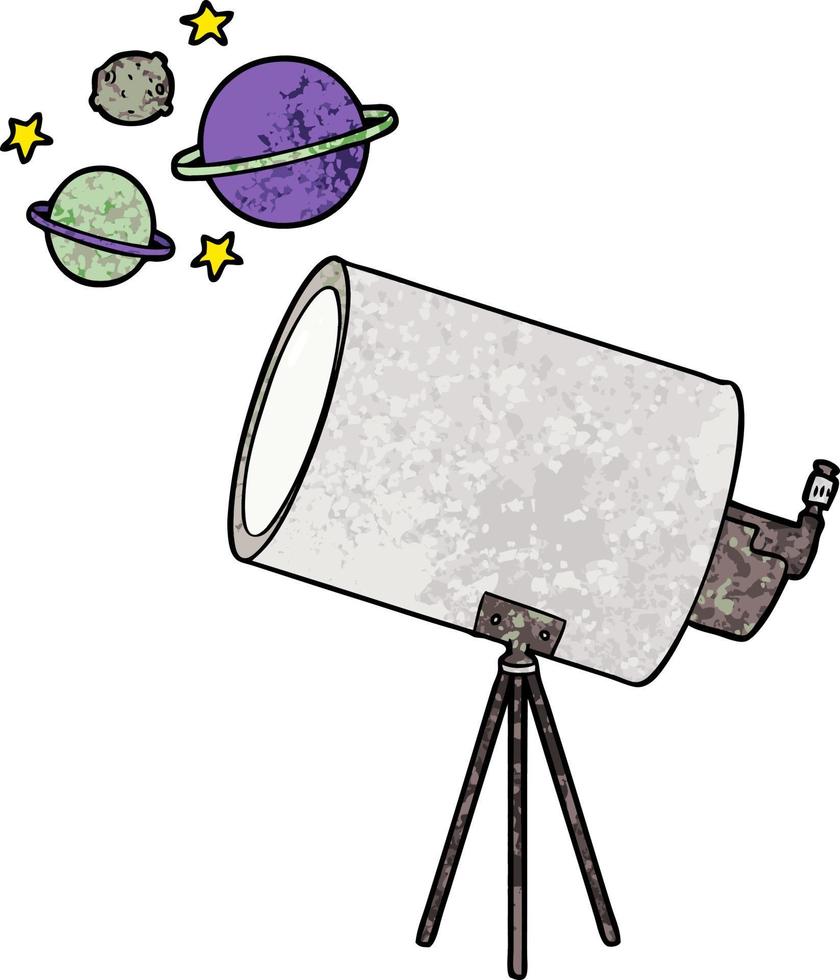 Retro grunge texture cartoon telescope vector