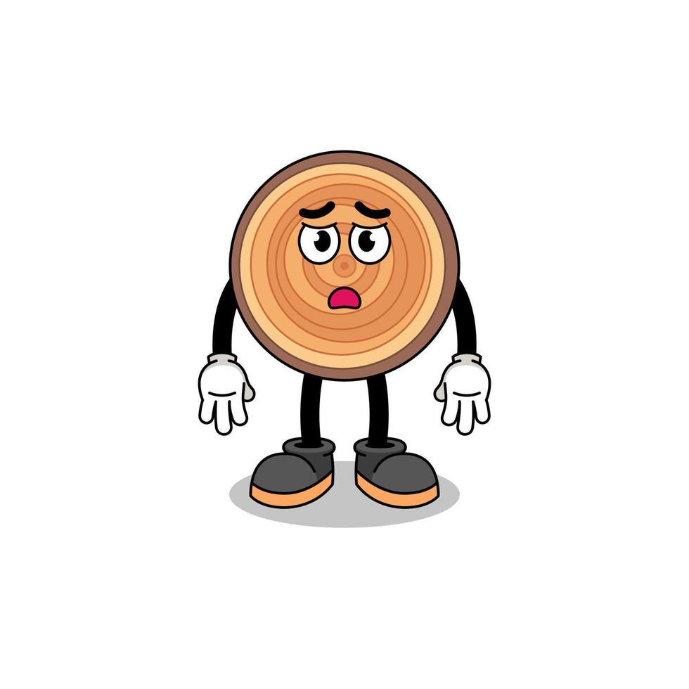 wood grain cartoon illustration with sad face vector