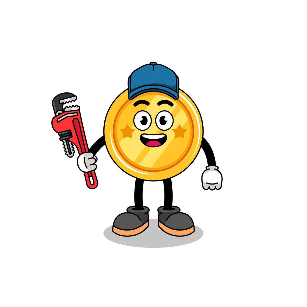 medal illustration cartoon as a plumber vector