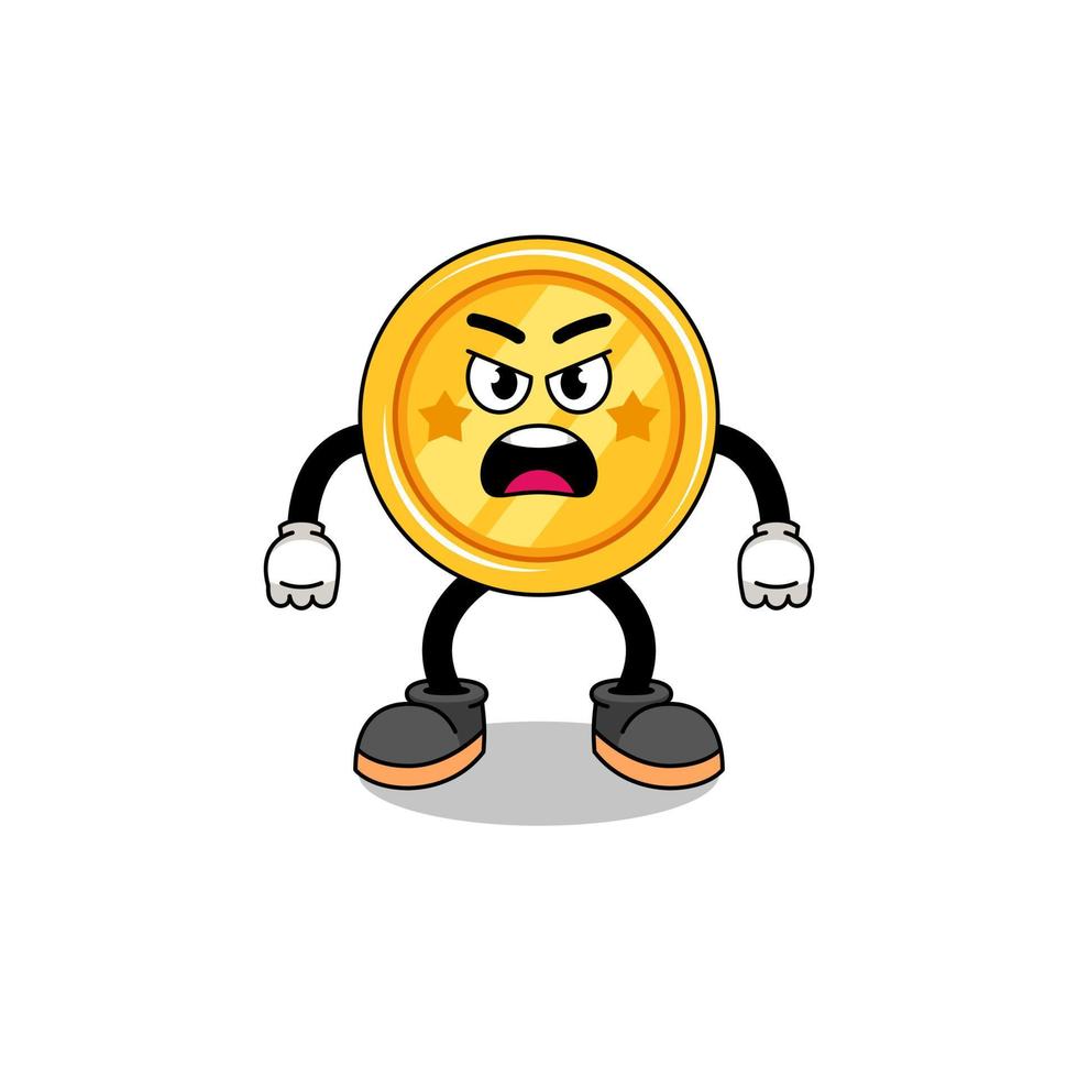 medal cartoon illustration with angry expression vector