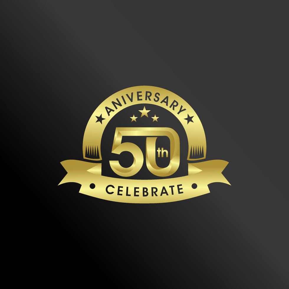 50 Years Anniversary Logo Template with ribbon vector
