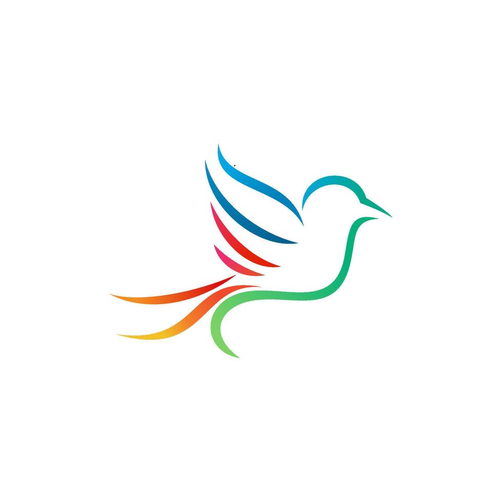 icono de logotipo de arte de línea de pájaro y plantilla de vector de símbolo