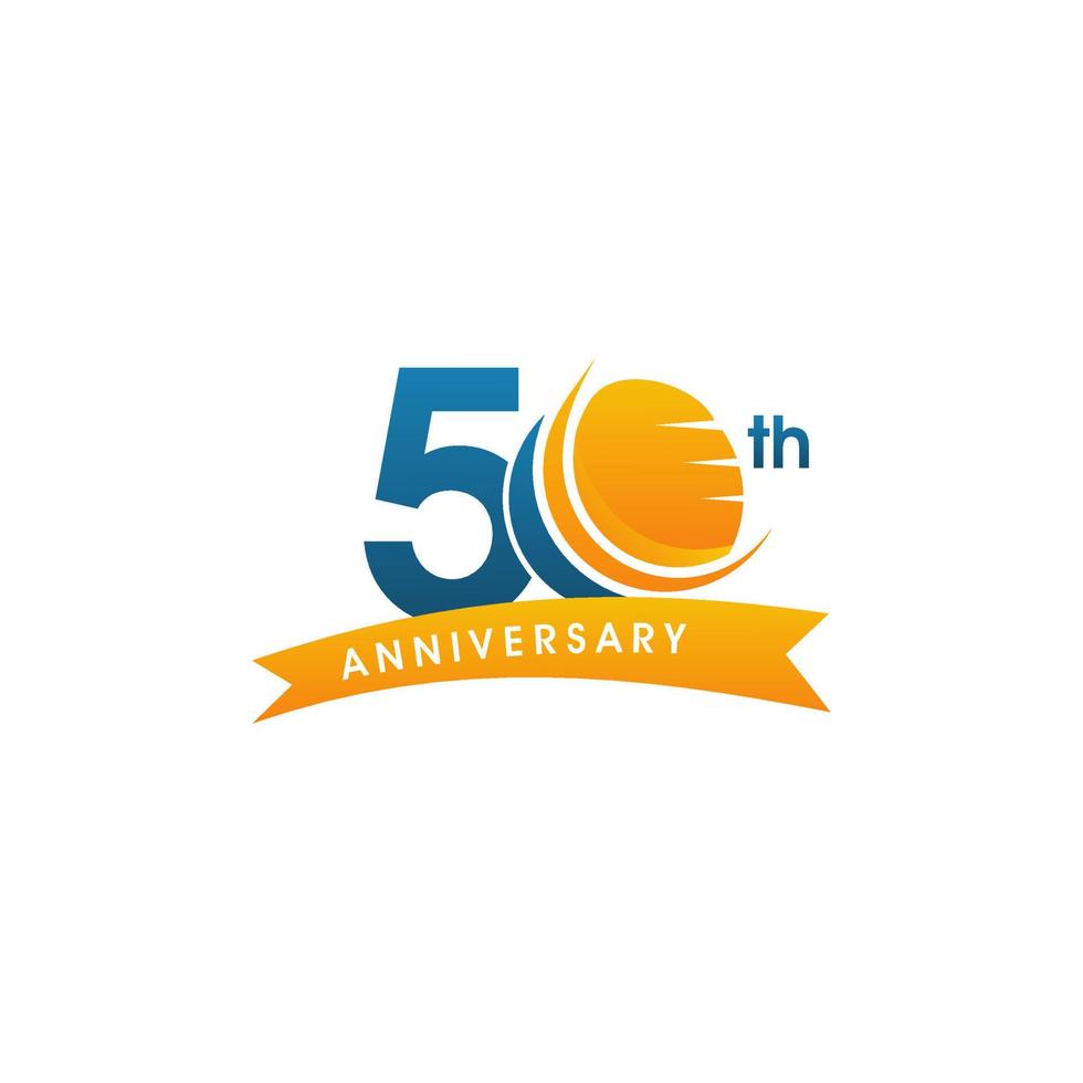 50 Years Anniversary Logo Template with ribbon vector