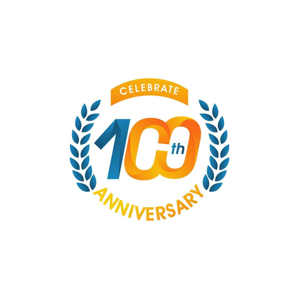 plantilla de logotipo de aniversario de oro de 100 años vector