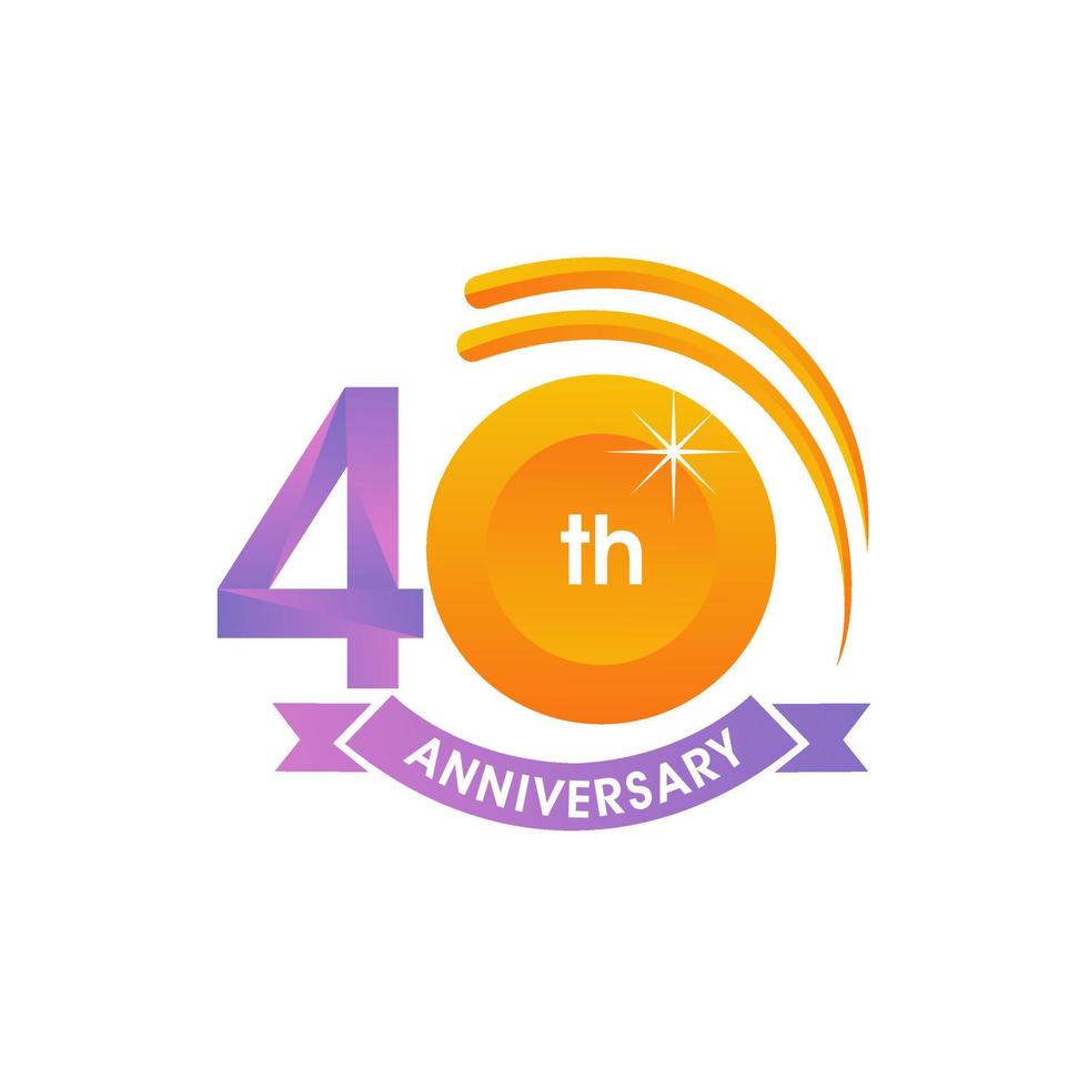 Logotipo de aniversario de 40 años, emblemas de aniversario 40 en diseño de plantilla de concepto de aniversario vector