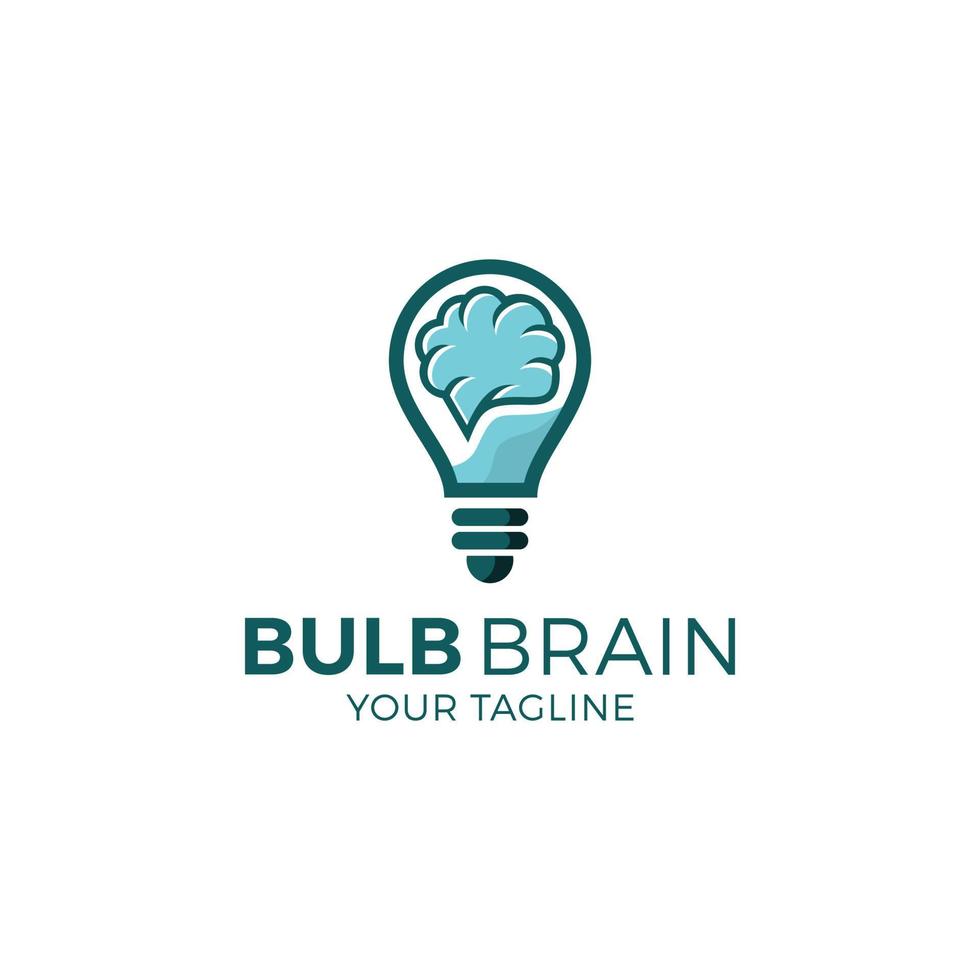 diseño de símbolo de icono de bulbo cerebral. plantilla de diseño de logotipo de idea creativa vector