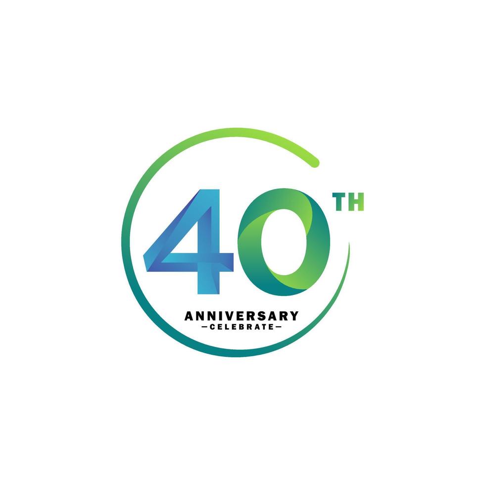 Logotipo de aniversario de 40 años, emblemas de aniversario 40 en diseño de plantilla de concepto de aniversario vector