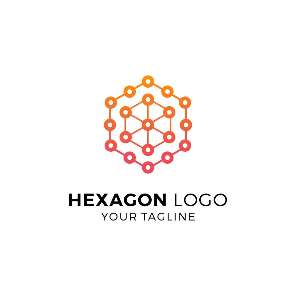 Ilustración de vector de diseño de logotipo hexagonal colorido