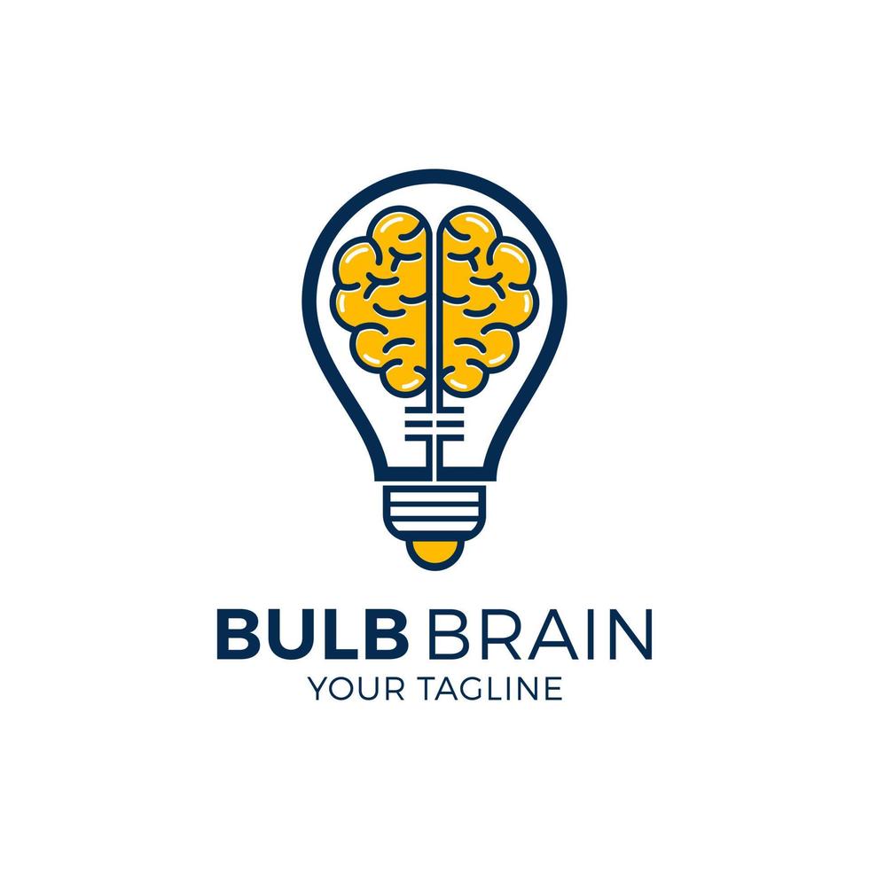 diseño de símbolo de icono de bulbo cerebral. plantilla de diseño de logotipo de idea creativa vector