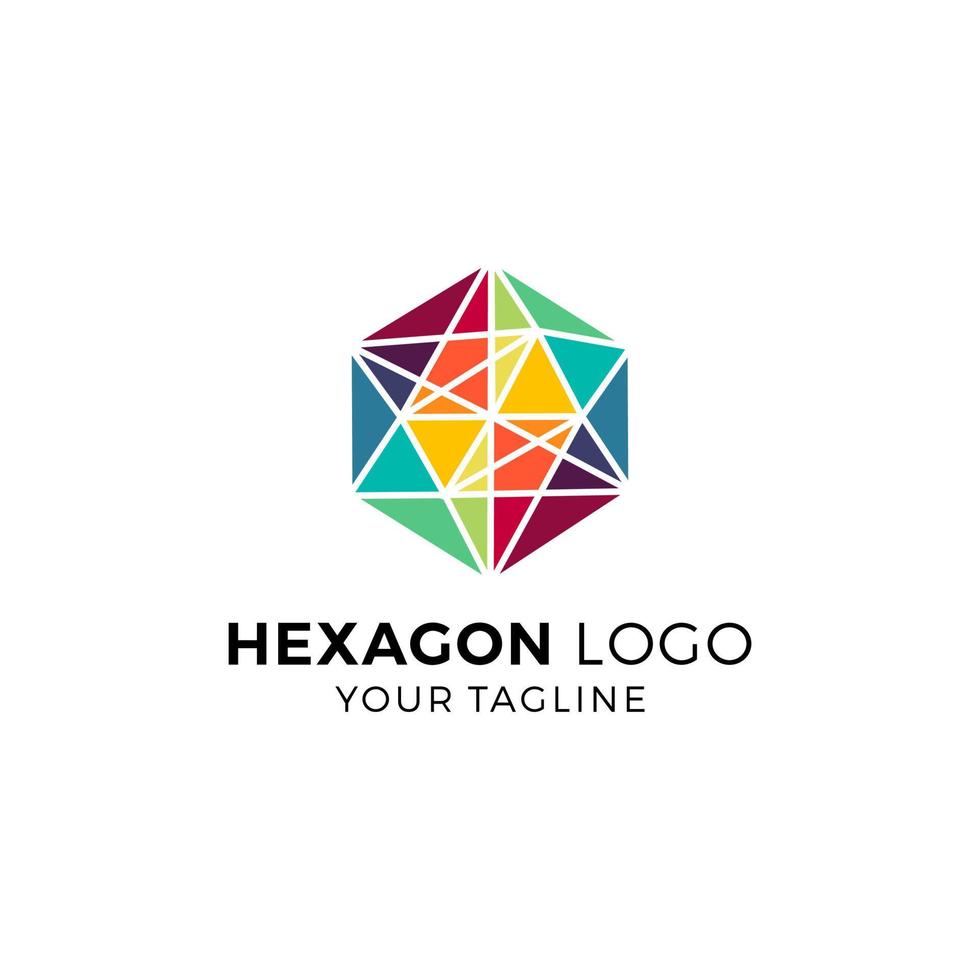 Ilustración de vector de diseño de logotipo hexagonal colorido