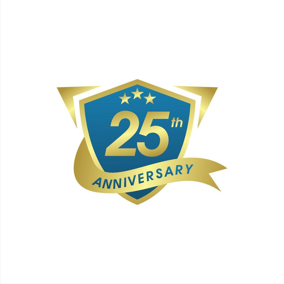plantilla de logotipo de aniversario de oro de 25 años vector