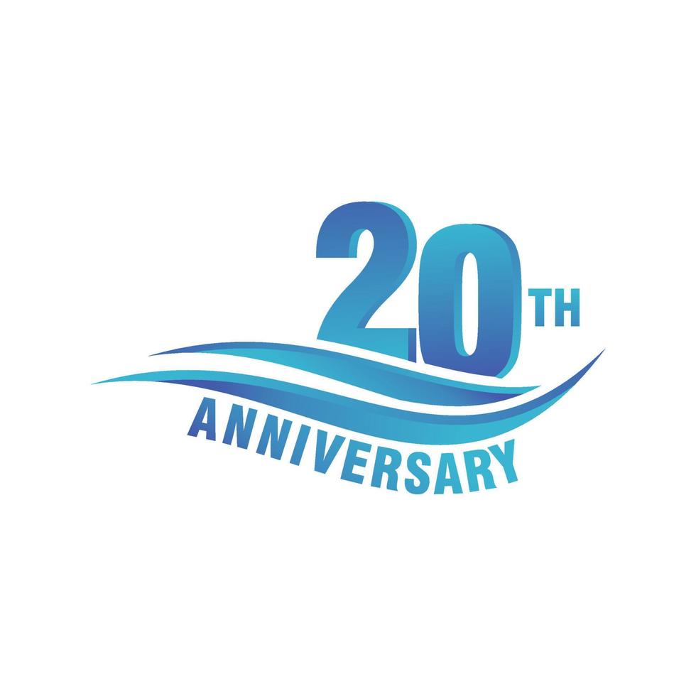 20 anniversary, minimalist logo. Greeting card. Birthday invitation. 20 year sign. Vector illustration on white background.