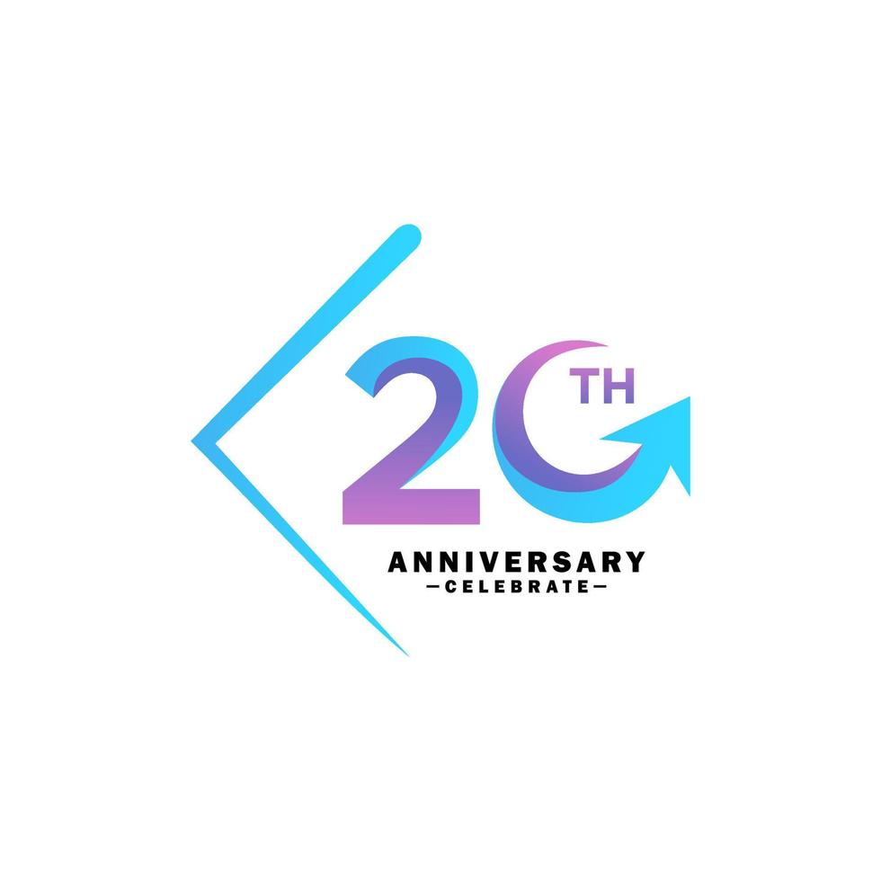 20 anniversary, minimalist logo. Greeting card. Birthday invitation. 20 year sign. Vector illustration on white background.
