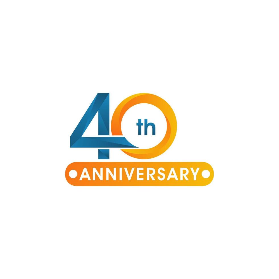 Logotipo de aniversario de 40 años, emblemas de aniversario 40 en diseño de plantilla de concepto de aniversario vector