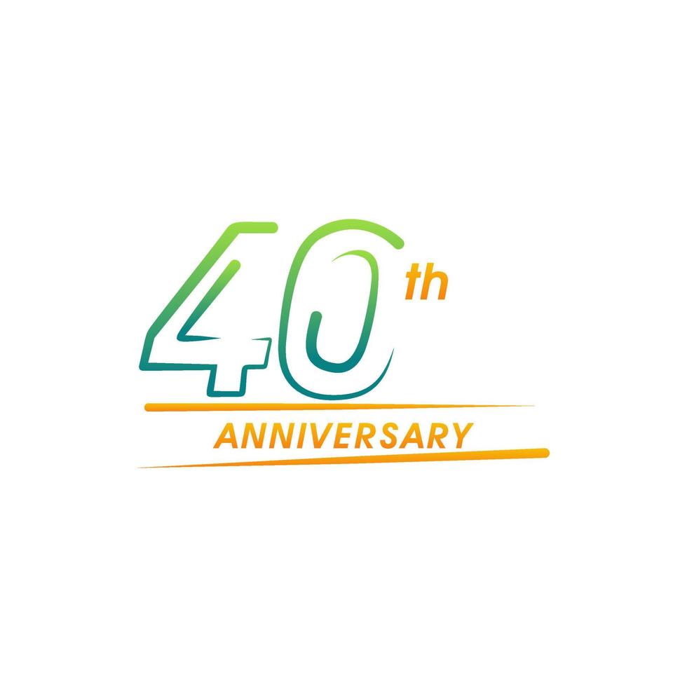 Logotipo de aniversario de 40 años, emblemas de aniversario 40 en diseño de plantilla de concepto de aniversario vector