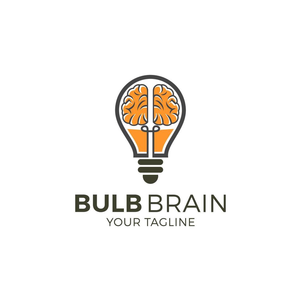 diseño de símbolo de icono de bulbo cerebral. plantilla de diseño de logotipo de idea creativa vector