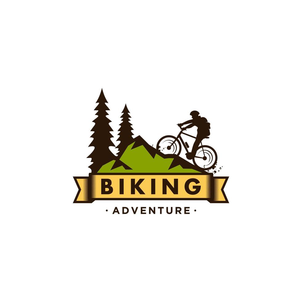 plantilla de vector de diseño de logotipo de bicicleta de montaña