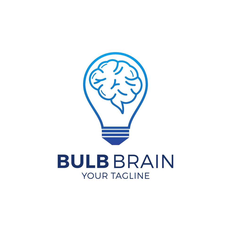 diseño de símbolo de icono de bulbo cerebral. plantilla de diseño de logotipo de idea creativa vector