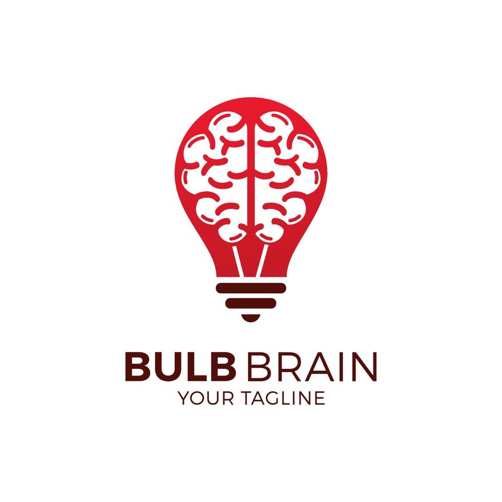 diseño de símbolo de icono de bulbo cerebral. plantilla de diseño de logotipo de idea creativa vector