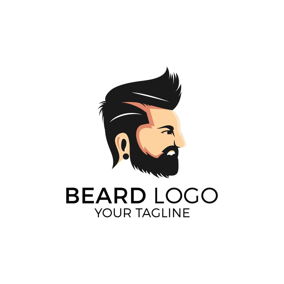 Ilustración de vector de logotipo de hombre de barba