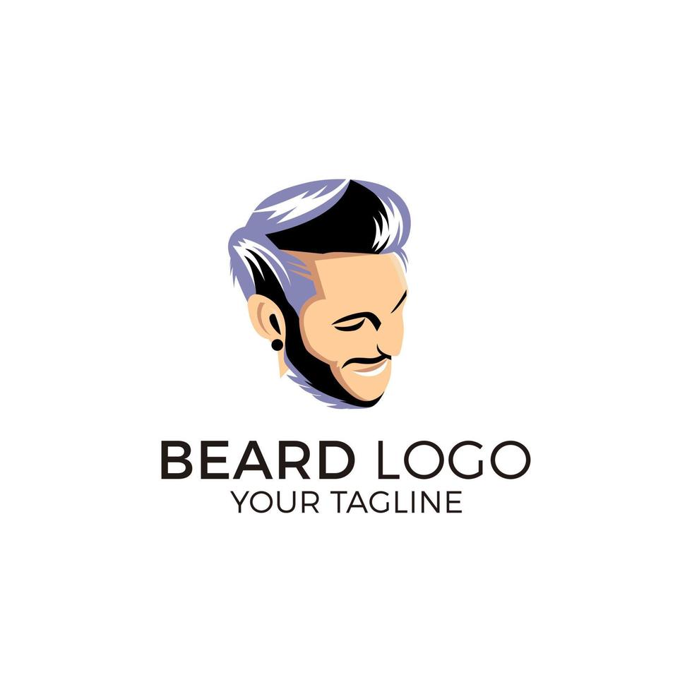 Ilustración de vector de logotipo de hombre de barba