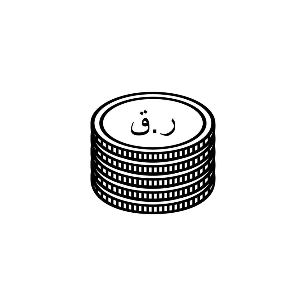 Qatar Currency Icon Symbol, Qatari Riyal, Arabic Version, QAR Sign. Vector Illustration