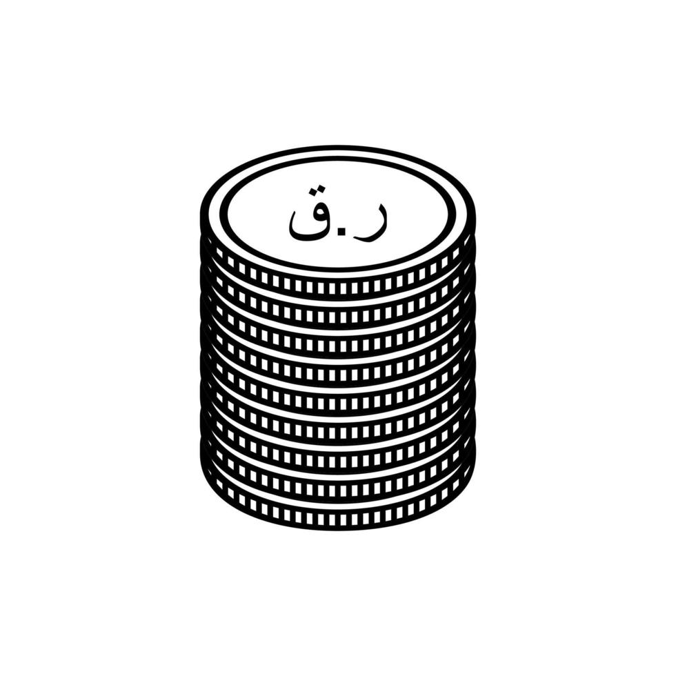 Qatar Currency Icon Symbol, Qatari Riyal, Arabic Version, QAR Sign. Vector Illustration