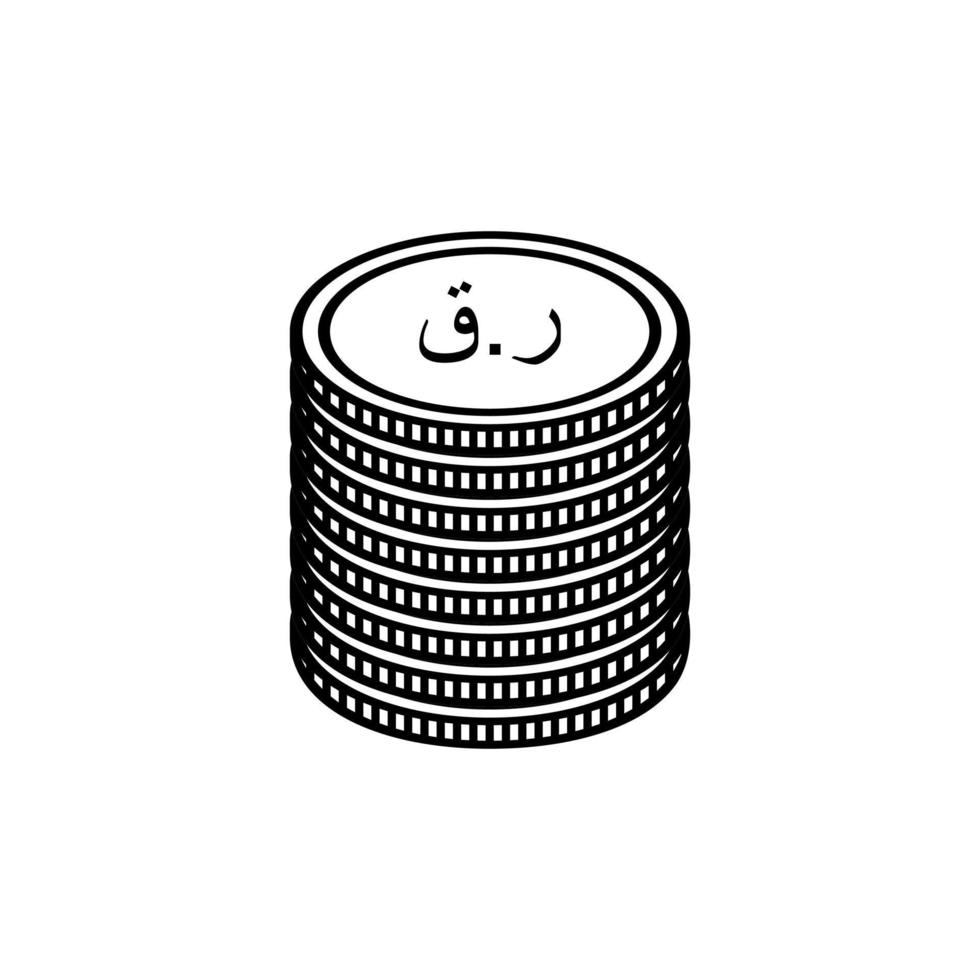 Qatar Currency Icon Symbol, Qatari Riyal, Arabic Version, QAR Sign. Vector Illustration