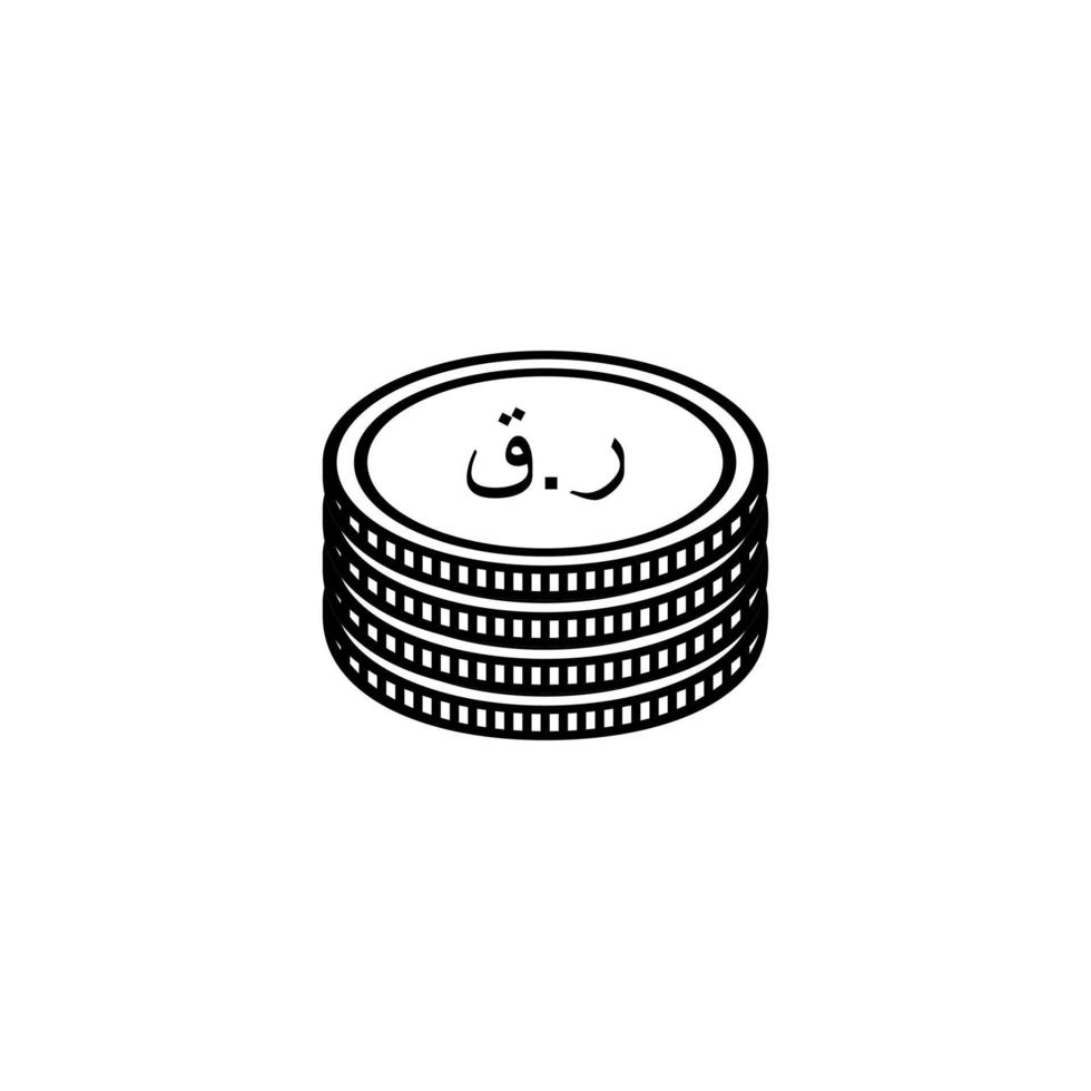 Qatar Currency Icon Symbol, Qatari Riyal, Arabic Version, QAR Sign. Vector Illustration