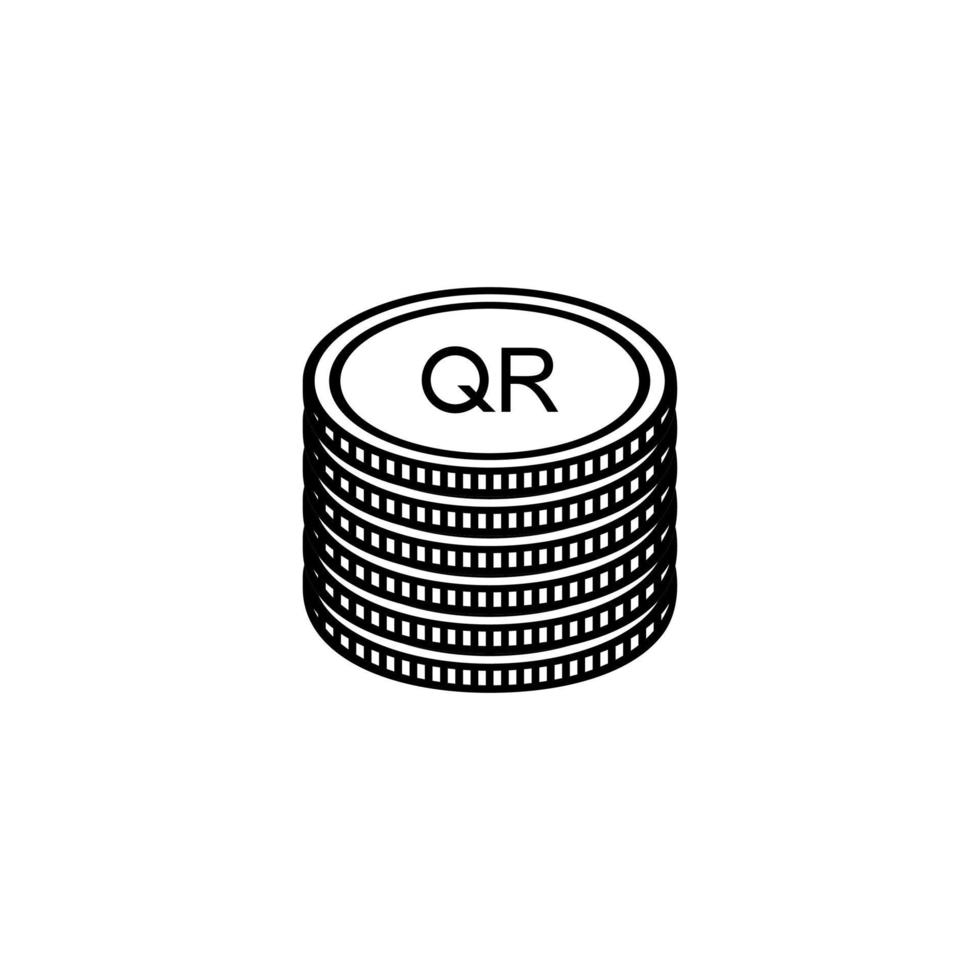 símbolo de icono de moneda qatar, riyal qatari, versión latina, signo qar. ilustración vectorial vector