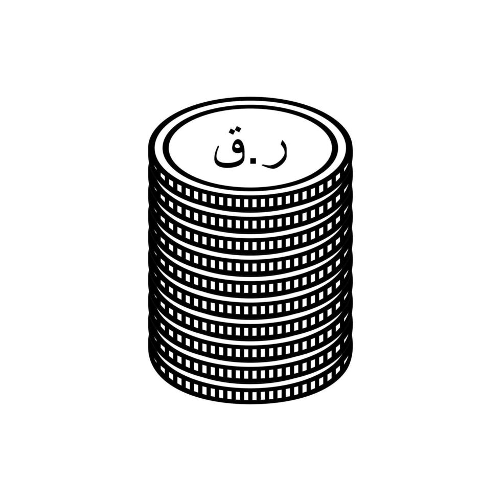 Qatar Currency Icon Symbol, Qatari Riyal, Arabic Version, QAR Sign. Vector Illustration