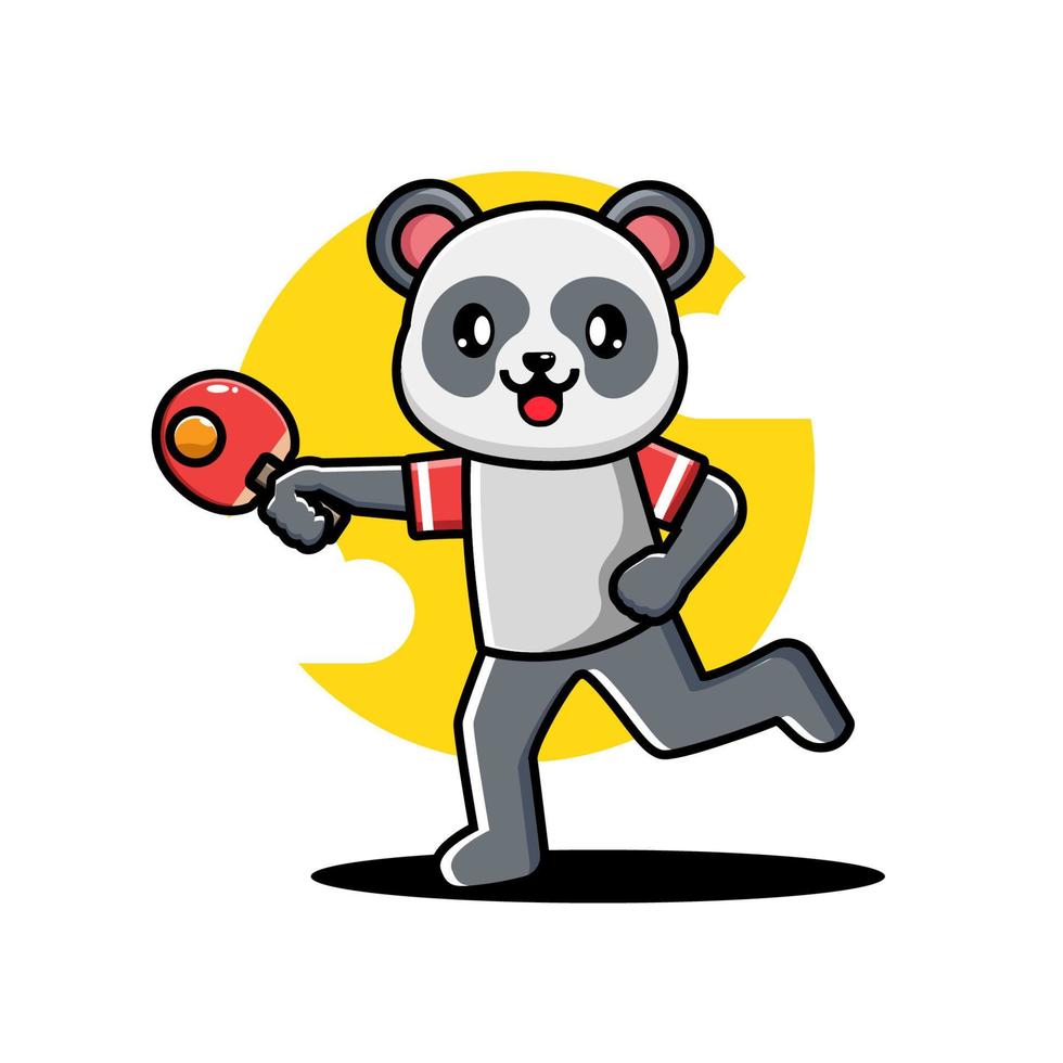 Cute panda playing table tennis vector