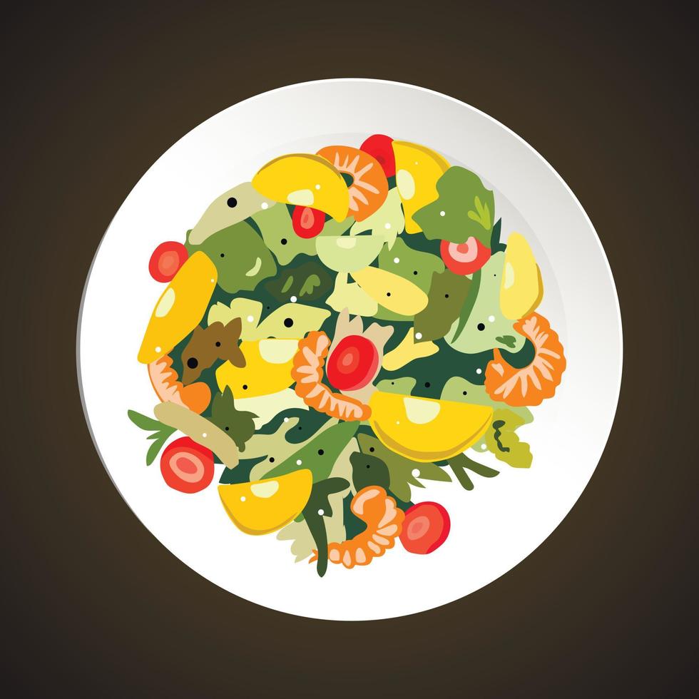 Shrimp salad illustration vector