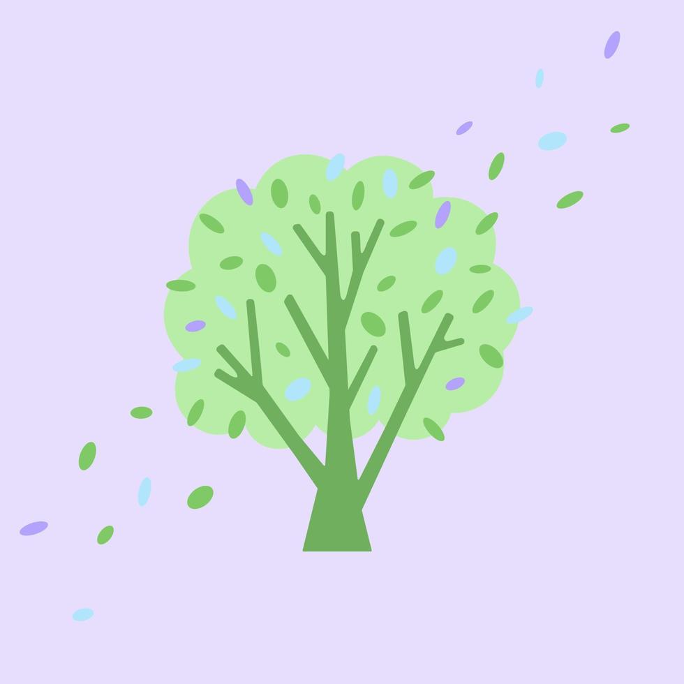 Vector illustration for children in pastel colors. Spring tree simple element or logo