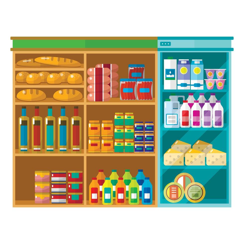 Store food icon flat vector. Grocery supermarket vector