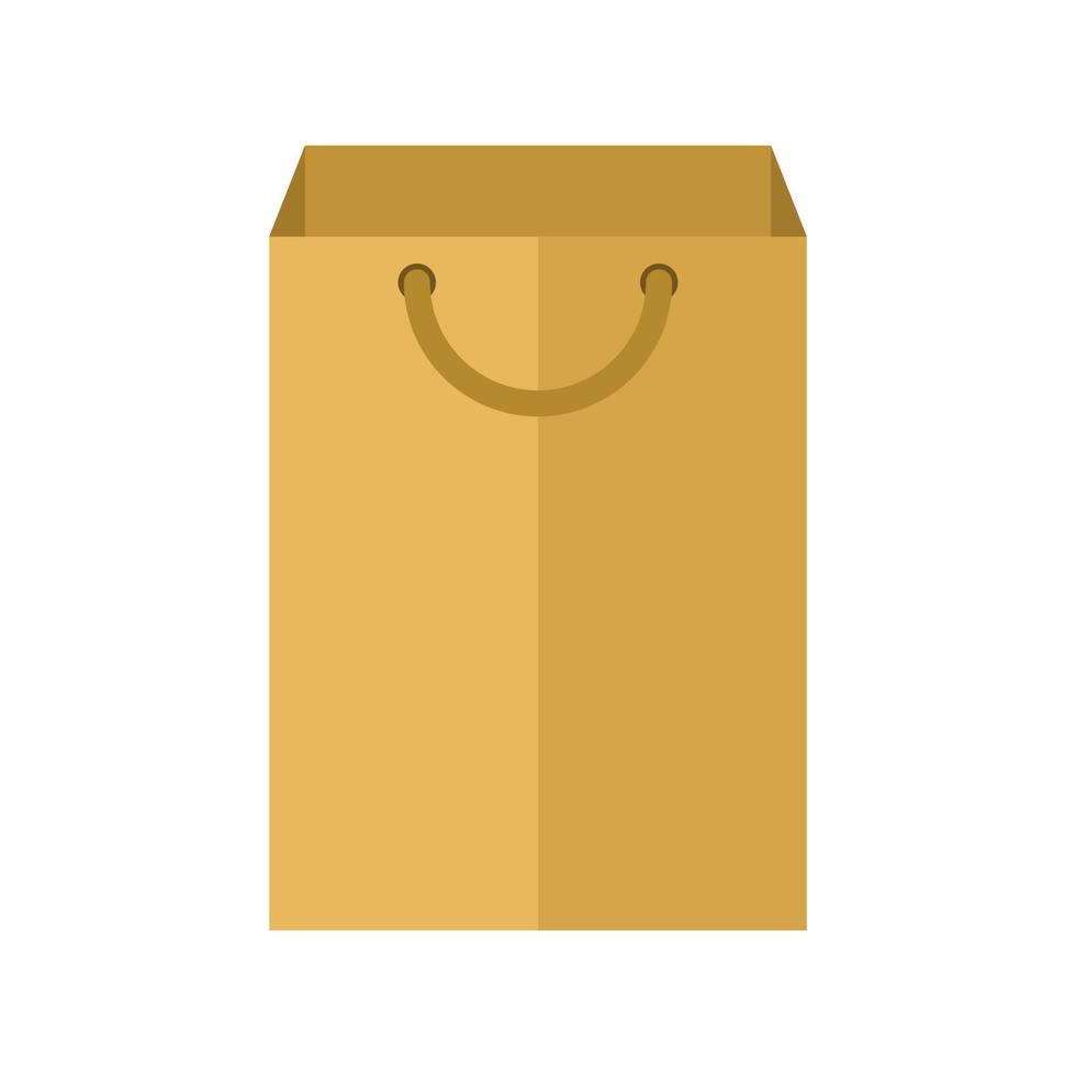 Empty paper bag icon flat vector. Food market vector