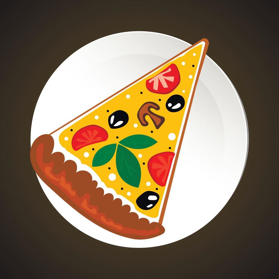 ilustración de pizza en negro vector