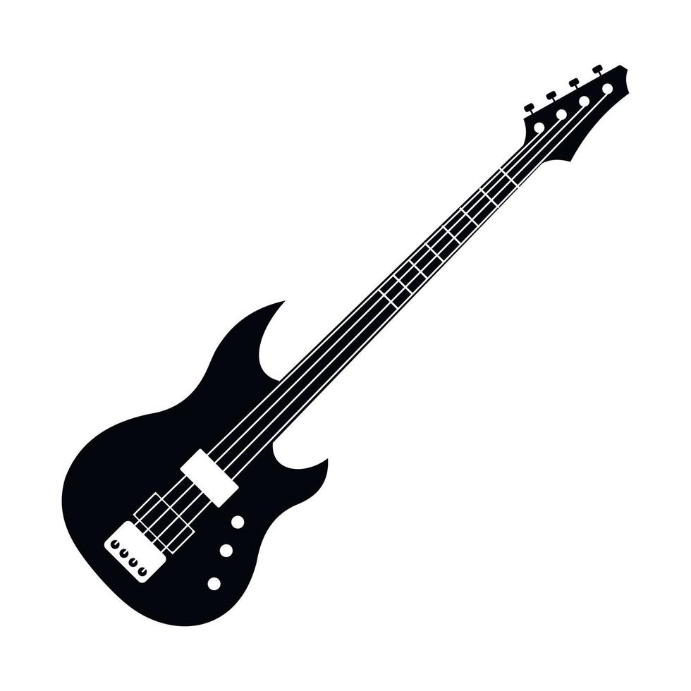 Black electric guitar icon vector