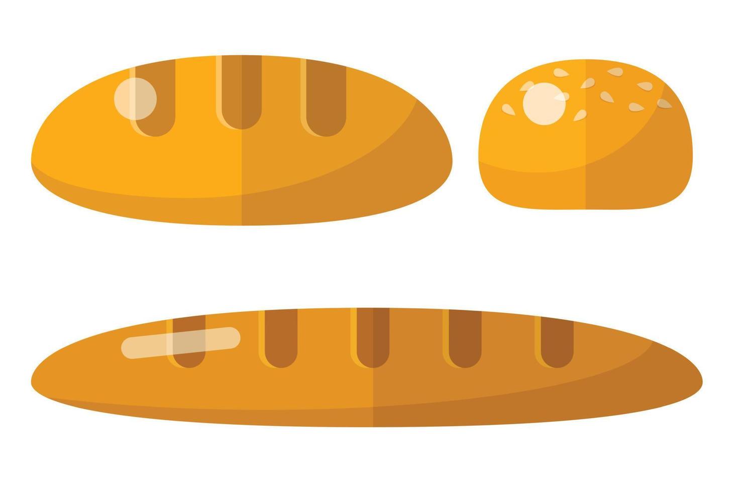 Bread icons set, flat style vector