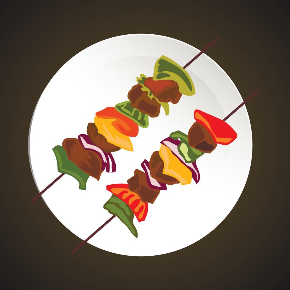 Shish kebab illustration vector