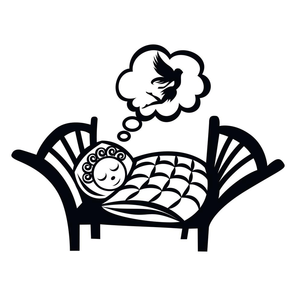 Girl sleeping simple icon vector