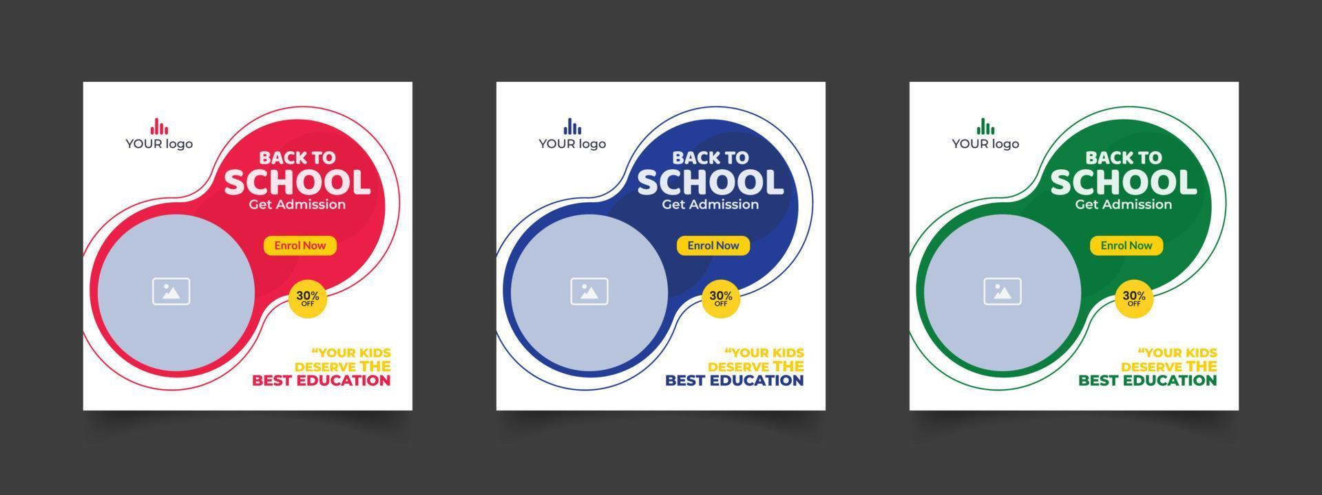 kids school education admission social media post  template vector