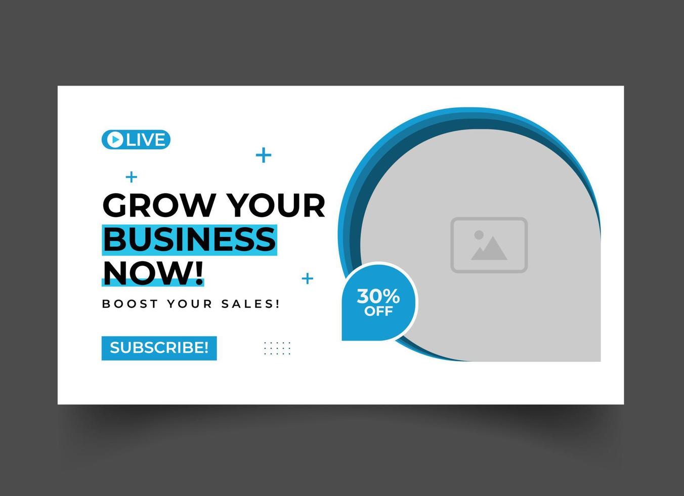 video thumbnail and business workshop live stream promotion web banner template vector