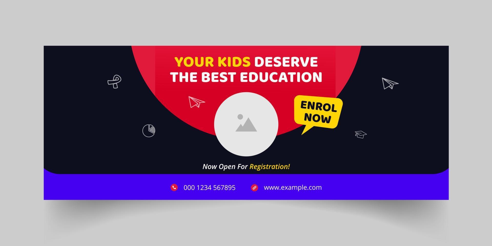 school admission facebook cover for web banner social media template vector