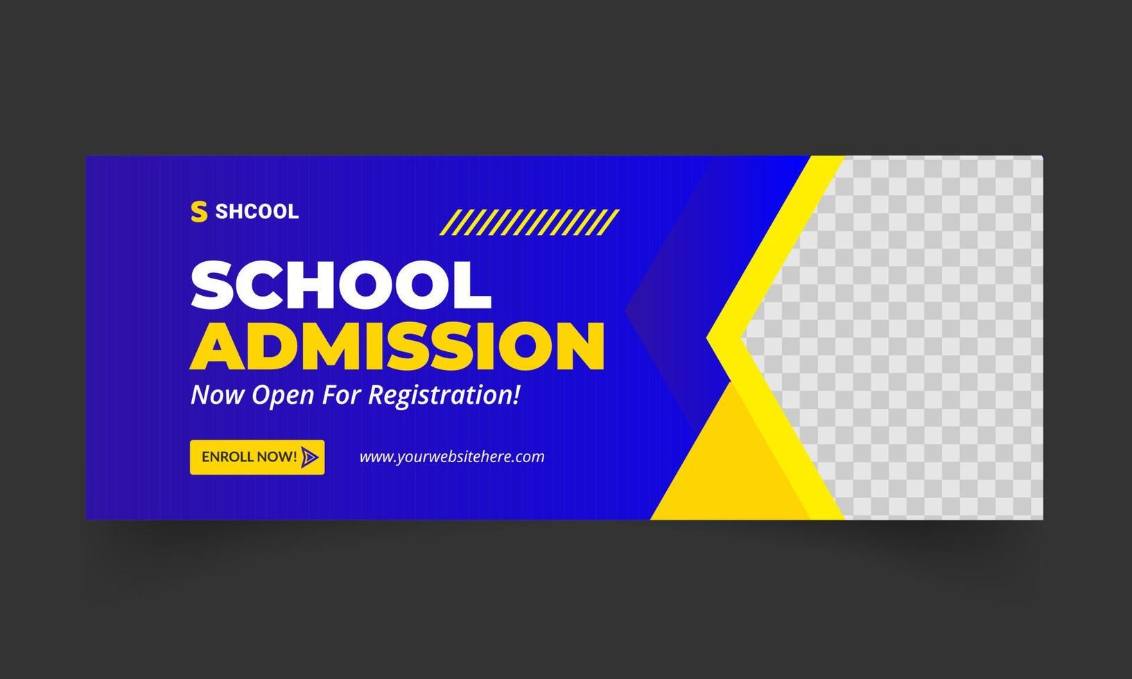 school admission facebook cover for web banner social media template vector