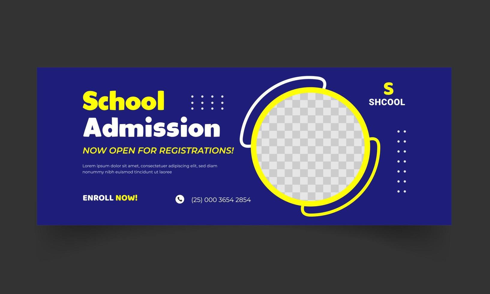 school admission facebook cover for web banner social media template vector