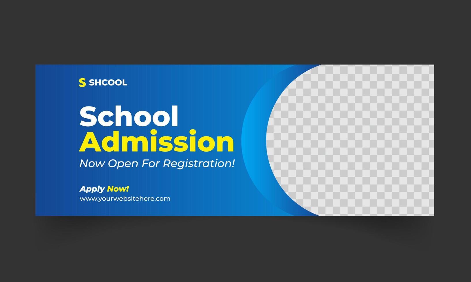 school admission facebook cover for web banner social media template vector